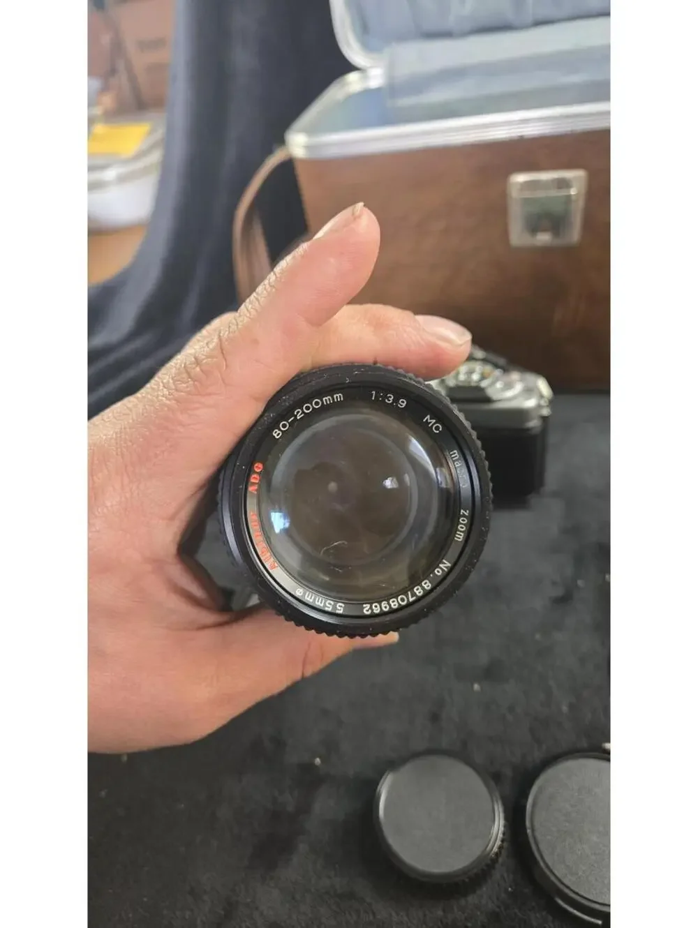 Minolta SLR 35mm Film Camera with Lens, Flash, and Carrying Case